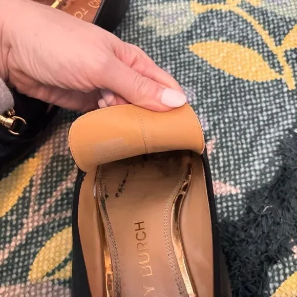 Tory Burch Jessa Black Leather Gold Horse Head Loafers Womens Size 7.5 - Picture 5 of 7